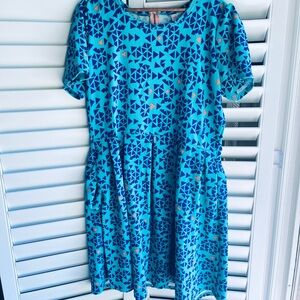 LuLaRoe Amelia Turquoise Geometric Dress